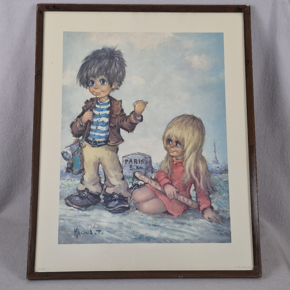 1960s Mid-Century Vintage Poster “Big Eye Kids”– Michel Thomas